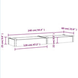 Garden Raised Bed with Liner Grey 240x60x25 cm Solid Wood Fir 364300