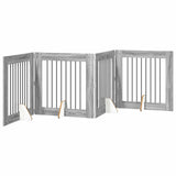 Dog Gate with Stands 4 pcs Grey Sonoma 80 x 80 cm 892082
