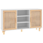 ZNTS Sideboard White 105x30x60 cm Solid Wood Pine and Natural Rattan 345639