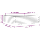 Garden Planter White 100x100x26.5 cm Solid Wood Pine 847319