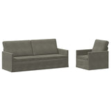 Sofa Set 2 pcs Light Grey Corduroy Fabric 3433254