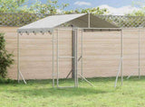 Outdoor Dog Kennel with Roof Silver 4x4x2.5 m Galvanised Steel 3190470