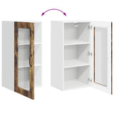 Wall Glass Cabinet LUCCA Smoked Oak 40 x 31 x 80 cm 884995