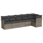 ZNTS 6 Piece Garden Sofa Set with Cushions Grey Poly Rattan 3217660