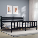 Bed Frame without Mattress Black 200x200 cm Solid Wood Pine 3192060