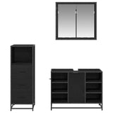 Bathroom Furniture Set 3 pcs Black Oak Engineered Wood 3402526