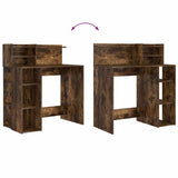 Desk with Shelf Smoked Oak 90 x 48 x 101.5 cm Engineered Wood 869526
