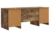 Desk with Shelf Smoked Oak 142.5 x 50 x 75 cm Engineered Wood 3414644