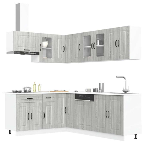 ZNTS 11 Piece Kitchen Cabinet Set Kalmar Grey Sonoma Engineered Wood 3314887