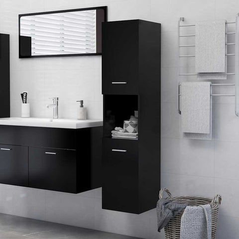 Bathroom Cabinet Black 30x30x130 cm Engineered Wood 804998