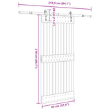 Sliding Door NARVIK Natural and Black 95 x 210 cm 3445297