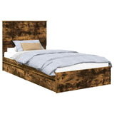 Storage Bed with Drawer Smoked Oak 100 x 200 cm Engineered Wood 3411240