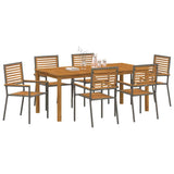 Garden Dining Set 7 pcs Grey Solid Acacia Wood 3365542
