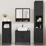 ZNTS 4 Piece Bathroom Furniture Set Black Engineered Wood 3301215