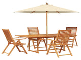 Outdoor Dining Set with Parasol 6 pcs Cream White and Natural 3438549