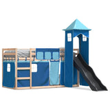 Bunk Bed without Mattress with Slide and Curtains Blue 90x200 cm 3284189