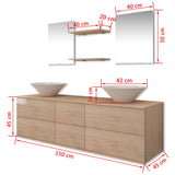 Seven Piece Bathroom Furniture and Basin Set Beige 272232