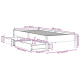 Bed Frame without Mattress White 90x190 cm Single Solid Wood Pine 3301732