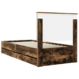 Bed Frame with Drawer Smoked Oak 75 x 190 cm Engineer Wood 3409514