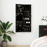 Mirror Jewellery Cabinet with LED Lights Wall Mounted Black 353254