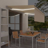 Manual Awning with Solar LED 4 x 3 m Cream 100% Polyester 3069422