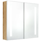 LED Bathroom Mirror Cabinet White and Oak 62x14x60 cm 326523