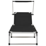 Sun Lounger Black Aluminium, Textilene Standard adult size 312458