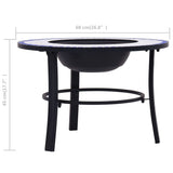 Mosaic Fire Pit Blue and White 68cm Ceramic 46720