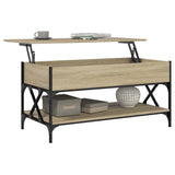 Coffee Table Sonoma Oak 100x50x50 cm Engineered Wood and Metal 845357