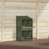 Chicken Nesting Box with 4 Compartments Olive Green Metal 864353