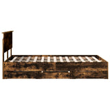 Bed Frame with Drawer Smoked Oak 135 x 190 cm Engineer Wood 3407995