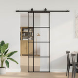 Sliding Door with Hardware Set Black 76x205 cm ESG Glass 3375808