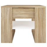 Coffee Table White and Sonoma Oak 55.5x55x45 cm Engineered Wood 810913