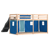 Bunk Bed without Mattress with Slide and Curtains Blue 90x190 cm Single 3284126