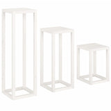 3 Piece Plant Stand Set White Solid Wood Pine 822268