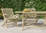 Folding Garden Chair Set of 2 Grey Solid teak wood Adjustable 362764