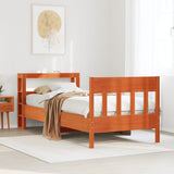 Bed Frame without Mattress Wax Brown 100x200 cm Solid Wood Pine 3306272