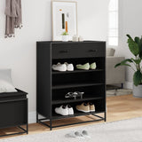 ZNTS Shoe Cabinet Black 75x38x97.5 cm Engineered Wood and Metal 3300875