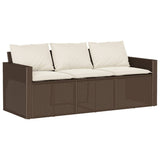 Garden Sofa with Cushions 3-Seater Brown Poly Rattan 366342