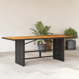 Garden Table with Acacia Wood Top Black 190x80x75 cm Poly Rattan 365600