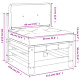Middle Sofa with Cushions Solid Wood Pine 825660