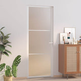 Interior Door 76x201.5 cm White Matt Glass and Aluminium 350576