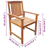 Outdoor Chair Set of 2 Brown Solid Acacia wood Standard Durable 42626