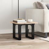 ZNTS Coffee Table O-Frame 50x50x35 cm Solid Wood Pine and Steel 3282659