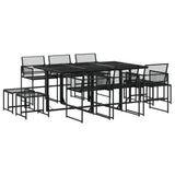 11 Piece Garden Dining Set Black Poly Rattan 3295044