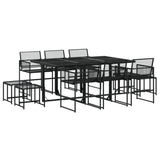 ZNTS 11 Piece Garden Dining Set Black Poly Rattan 3295044