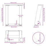 Coffee Table Legs U-Shaped 2 pcs Anthracite 30x cm Steel 4012738