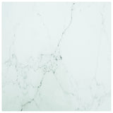 Table Top White 70x70 cm 6 mm Tempered Glass with Marble Design 322256