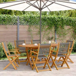 ZNTS 7 Piece Garden Dining Set Grey Polypropylene and Solid Wood 3281710