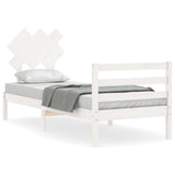 Bed Frame without Mattress White 90x200 cm Solid Wood 3195272